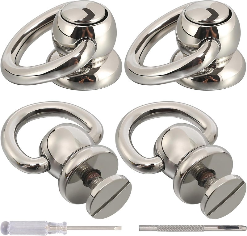 Notgia 4Pcs D Rings for Brass Rivets, Leather Rotatable Strap Hardware, Ball Button Studs, Chicago Screws - Handbag Purse Repair, Dog Collar, Leather Crafts (Silver) - Image 1